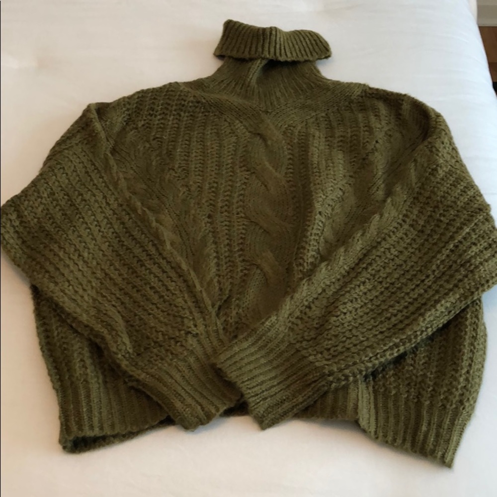 Olive oversized turtleneck sweater